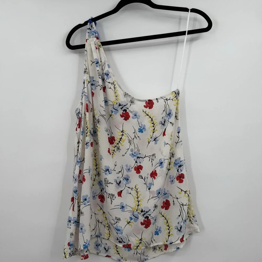 Equipment Femme Camisole Tank Womens L White Floral Silk Chiffon Lightweight